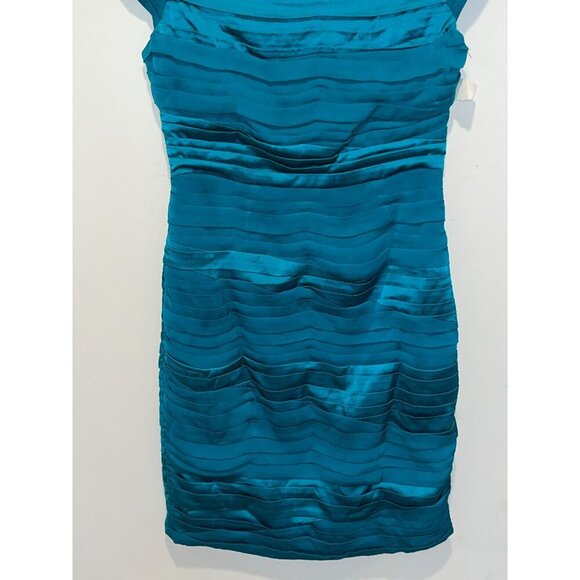 NWT Alice + Olivia Solei Teal Cap Sleeve  Off Shoulder Cocktail Women's Dress Si - Picture 4 of 11